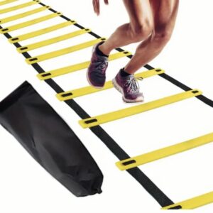 تجهیزات باشگاه خانگی برای تمرین چابکی و فیتنس با پله‌های زرد و بندهای مشکی، ساخته شده از جنس PE،