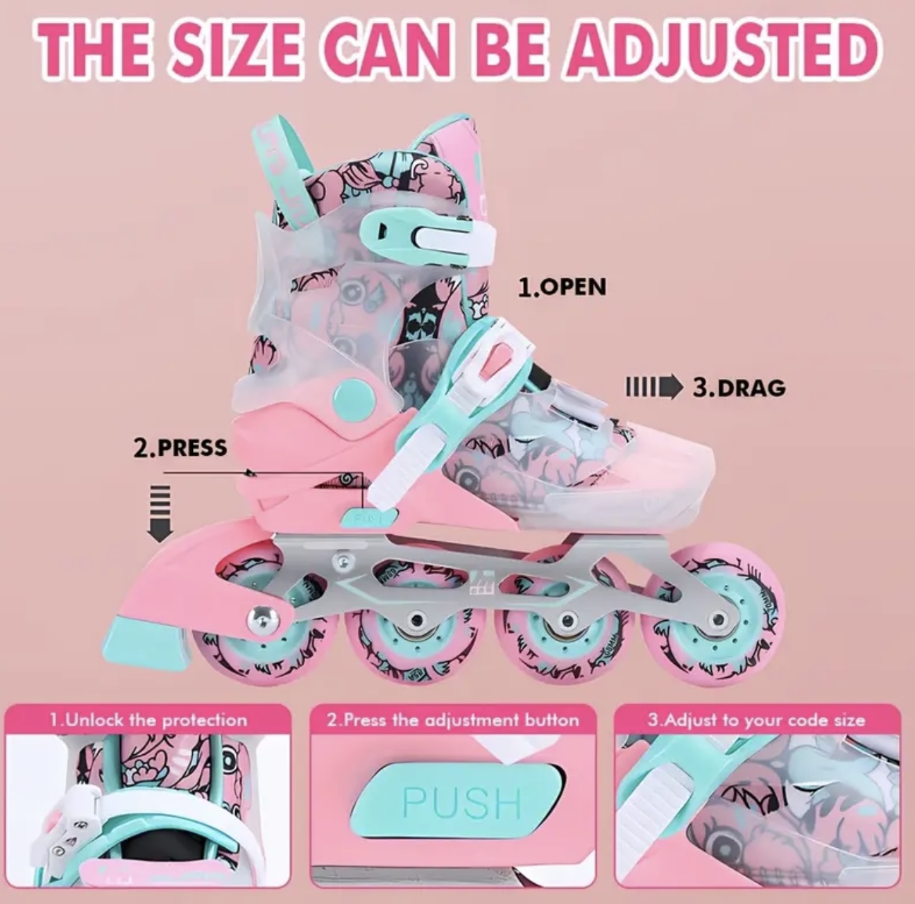 ست کامل کفش اسکیت چرخشی کودکان برای مبتدیان - Image 4