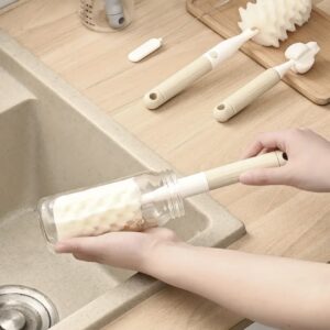 ست برس شیشه شیر – شامل اسفنج و برس سرشیشه، ابزار تمیزکننده نی،