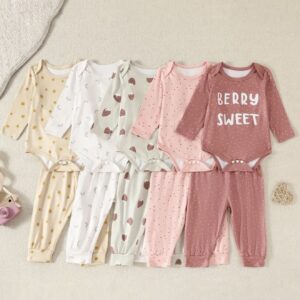 ست 10 تکه دخترانه با آستین بلند، ساخته شده از پلی‌استر نرم و راحت