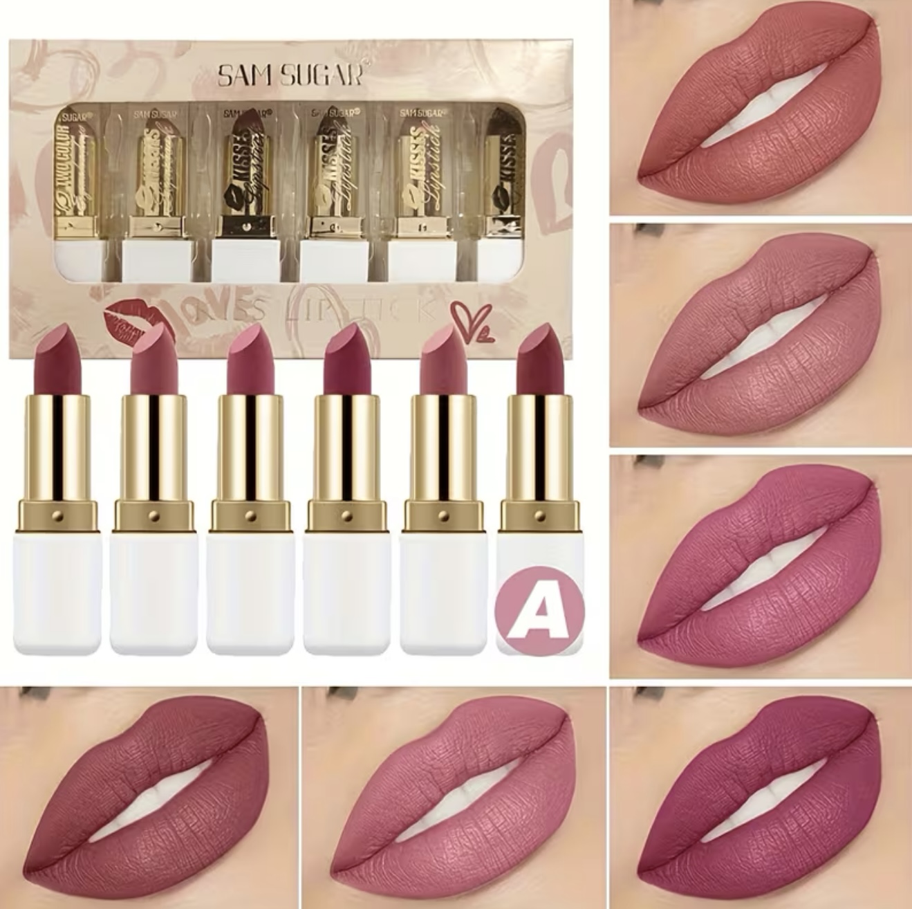 ست ۶ عددی رژ لب به رنگ مرجانی