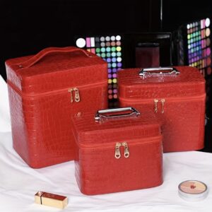 جعبه نگهداری لوازم آرایشی قابل حمل با ظرفیت بالا و طرح پوست کروکودیل