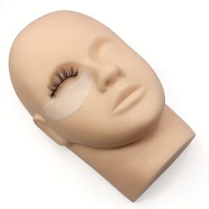 سر مانکن تمرینی به‌همراه ۱ جعبه (۵ جفت) مژه مصنوعی تمرینی برای آموزش