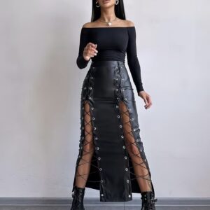 دامن  زنانه شیک به سبک اروپایی و آمریکایی، از چرم مصنوعی