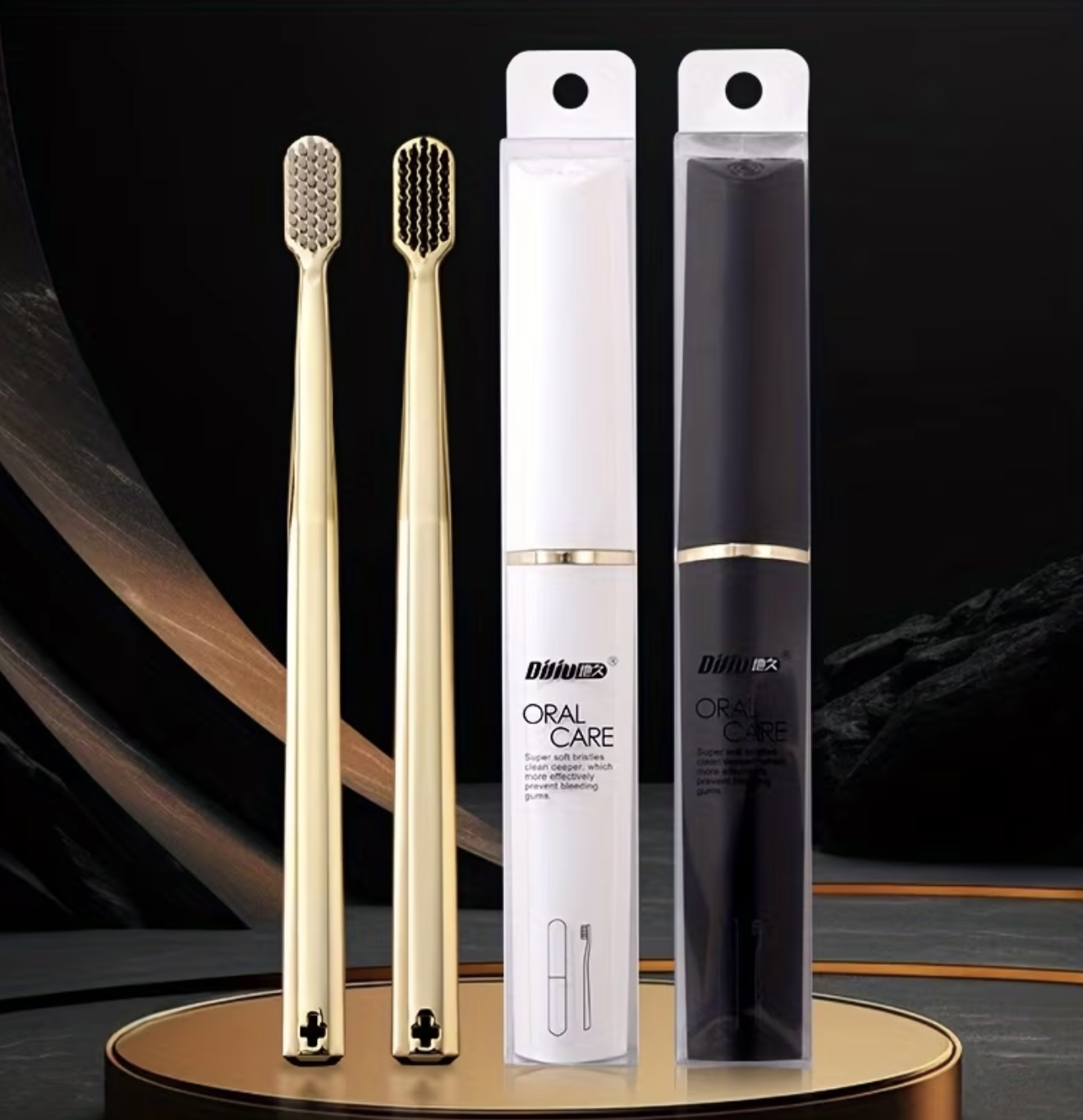 مسواک لوکس طلایی با برسهای میکروفایبر نرم - Image 5