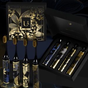 چهار عدد مسواک لوکس  طرح رژلب سری گل‌دار