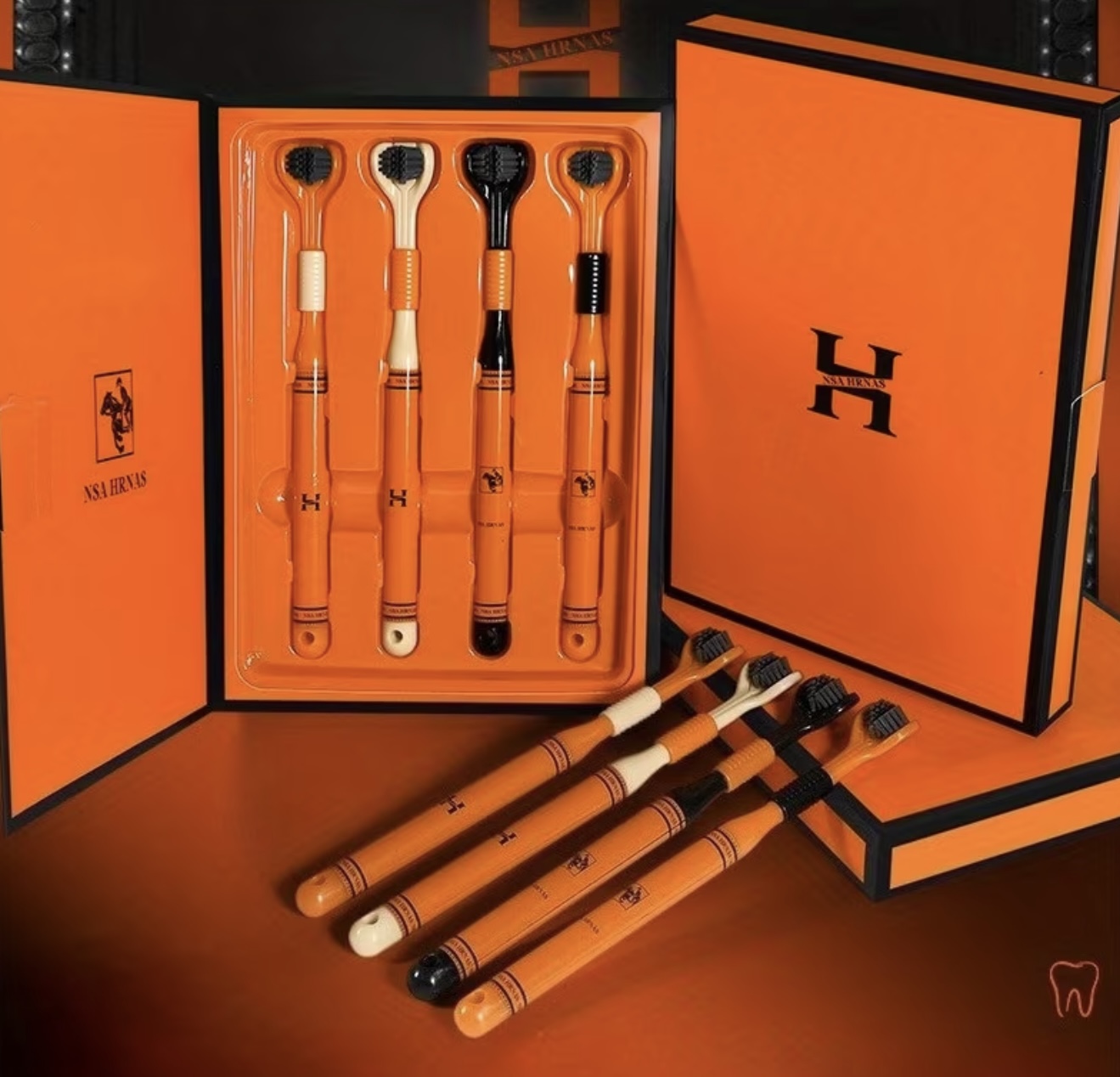 ست ۴ عددی مسواک حرفهای دندانپزشکی با سر سهطرفه پوشیده - Image 2