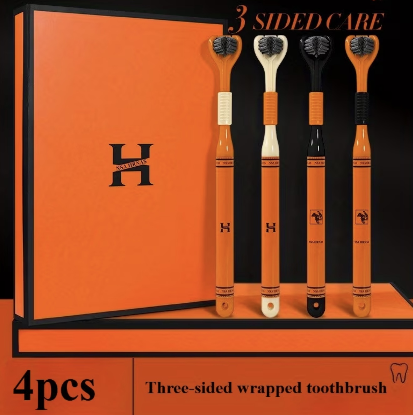 ست ۴ عددی مسواک حرفهای دندانپزشکی با سر سهطرفه پوشیده - Image 3