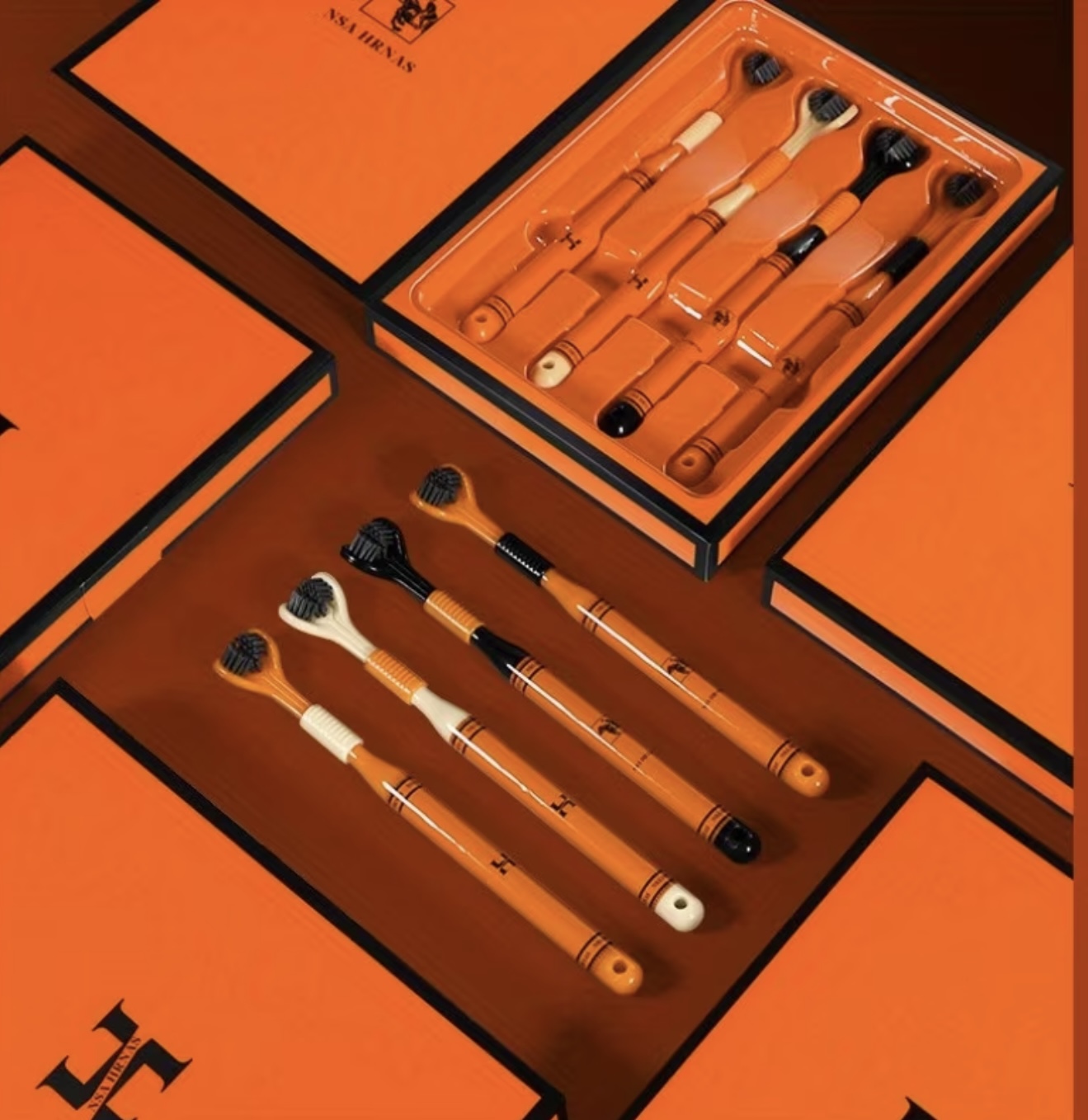 ست ۴ عددی مسواک حرفهای دندانپزشکی با سر سهطرفه پوشیده - Image 4