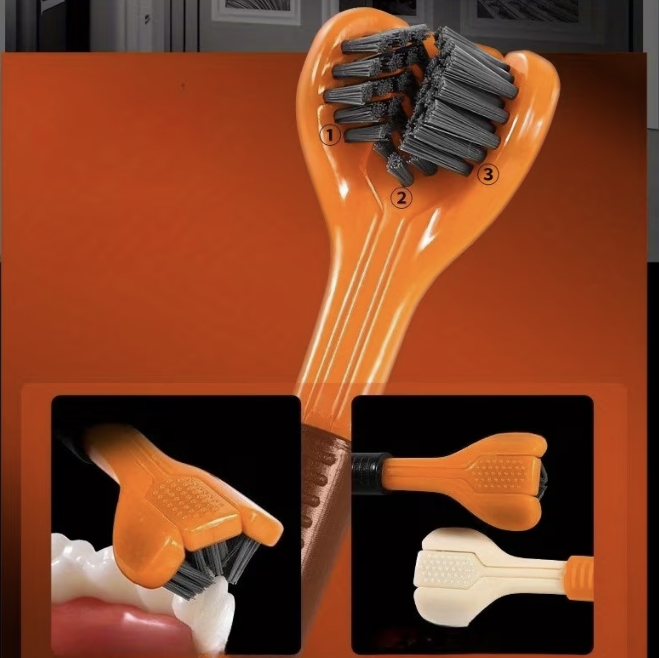 ست ۴ عددی مسواک حرفهای دندانپزشکی با سر سهطرفه پوشیده - Image 7