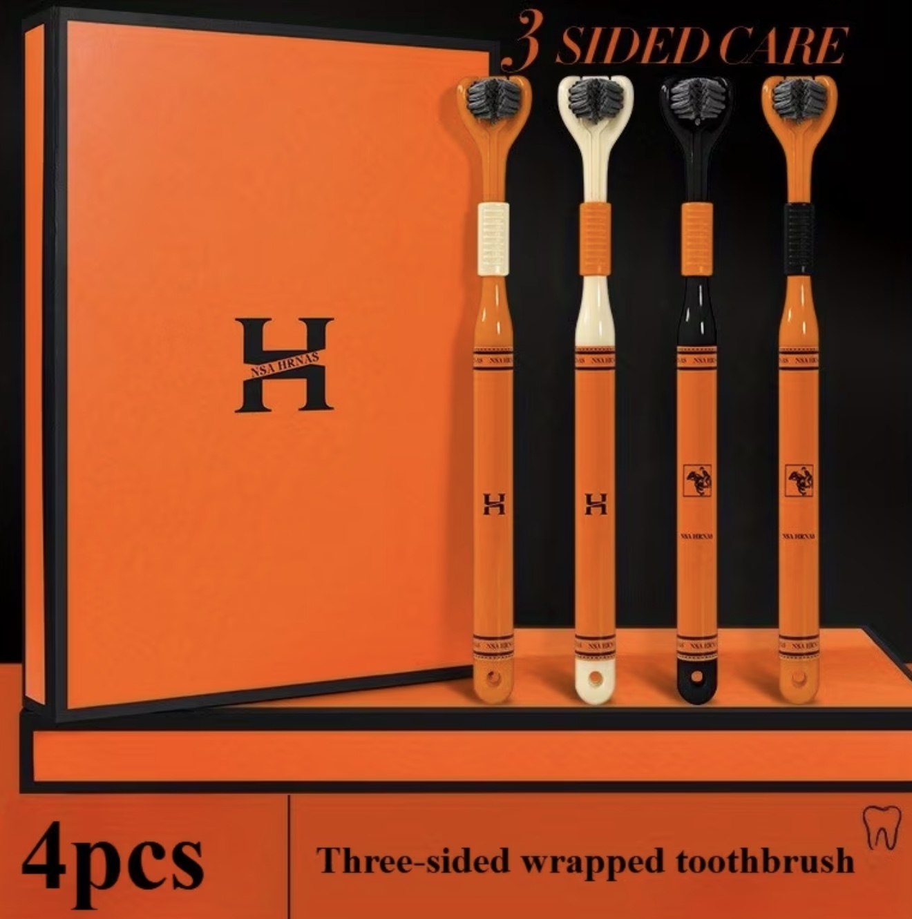 ست ۴ عددی مسواک حرفهای دندانپزشکی با سر سهطرفه پوشیده - Image 5