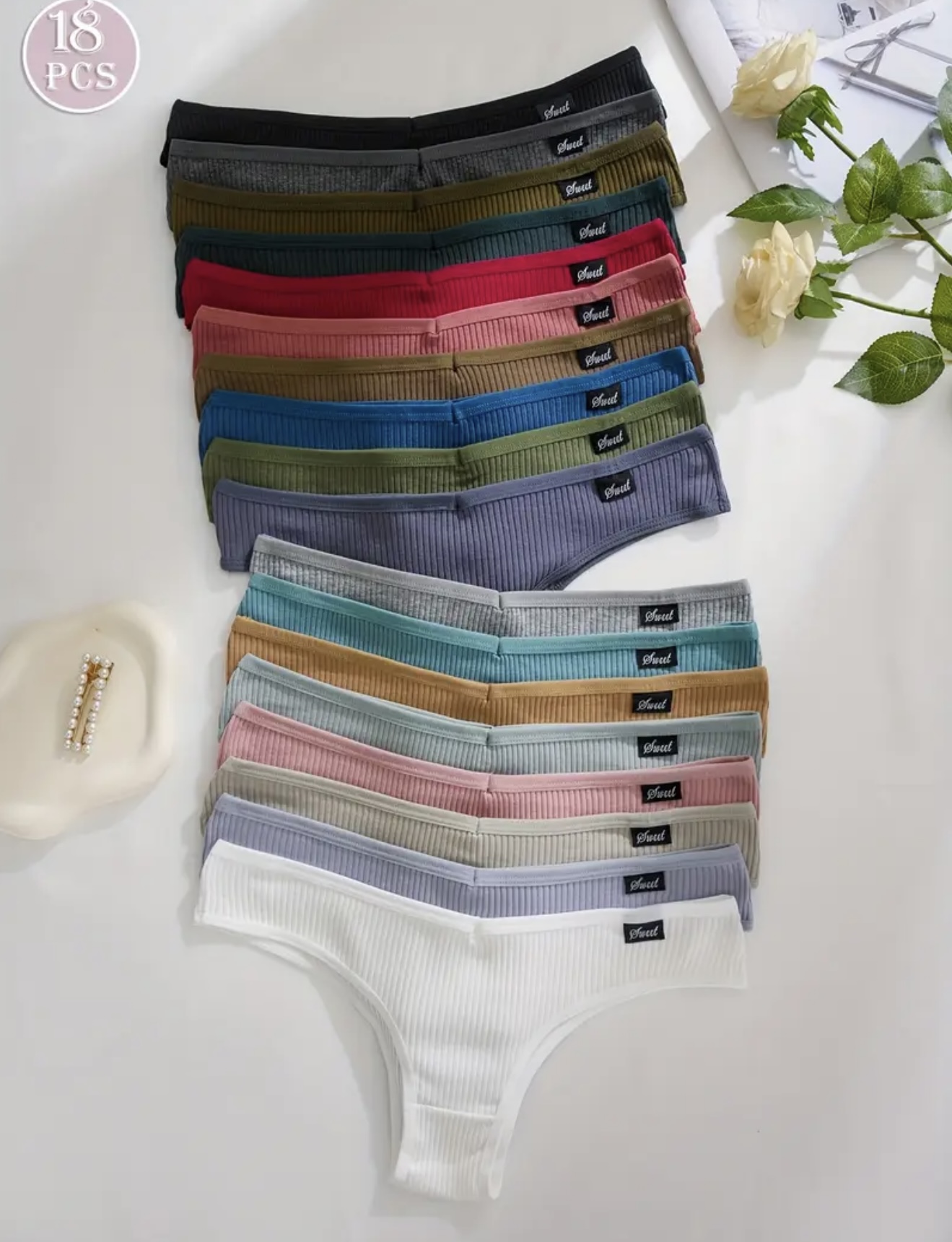 ست ۱۸ عددی شورت زنانه ساده و شیک با رنگهای یکدست - Image 4