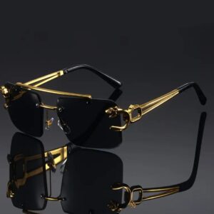 عینک فشن وینتیج لوکس طلایی با فریم ببر جذاب