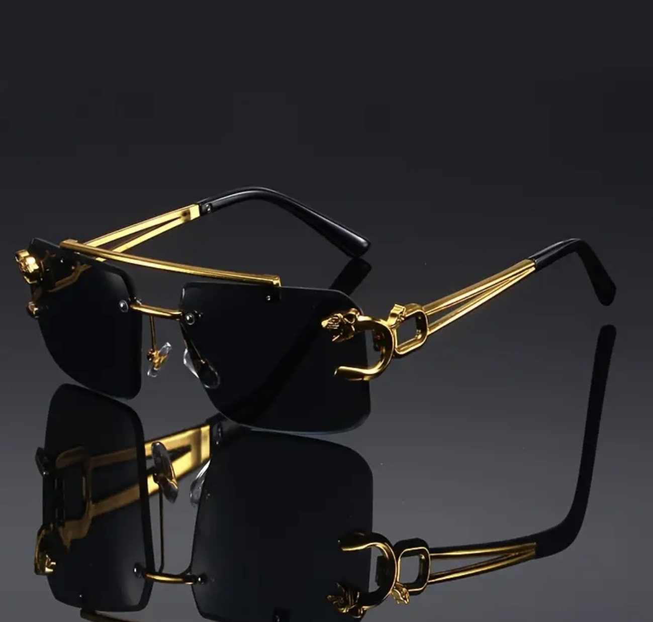 عینک فشن وینتیج لوکس طلایی با فریم ببر جذاب