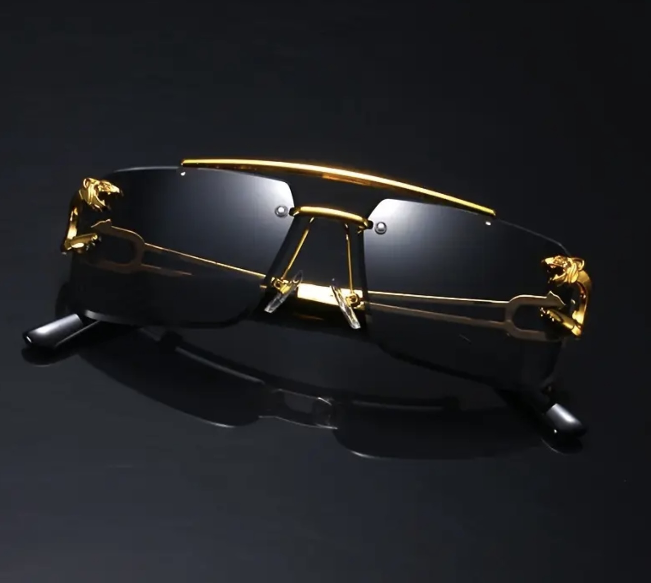 عینک فشن وینتیج لوکس طلایی با فریم ببر جذاب - Image 8
