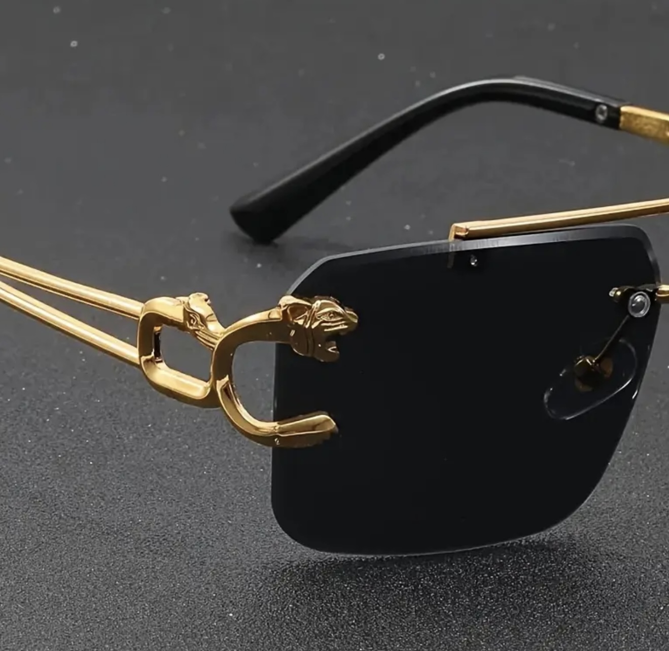 عینک فشن وینتیج لوکس طلایی با فریم ببر جذاب - Image 3