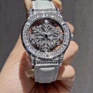 ساعت زنانه شیک با پشت شفاف – دارای صفحه چرخان آسمان پرستاره