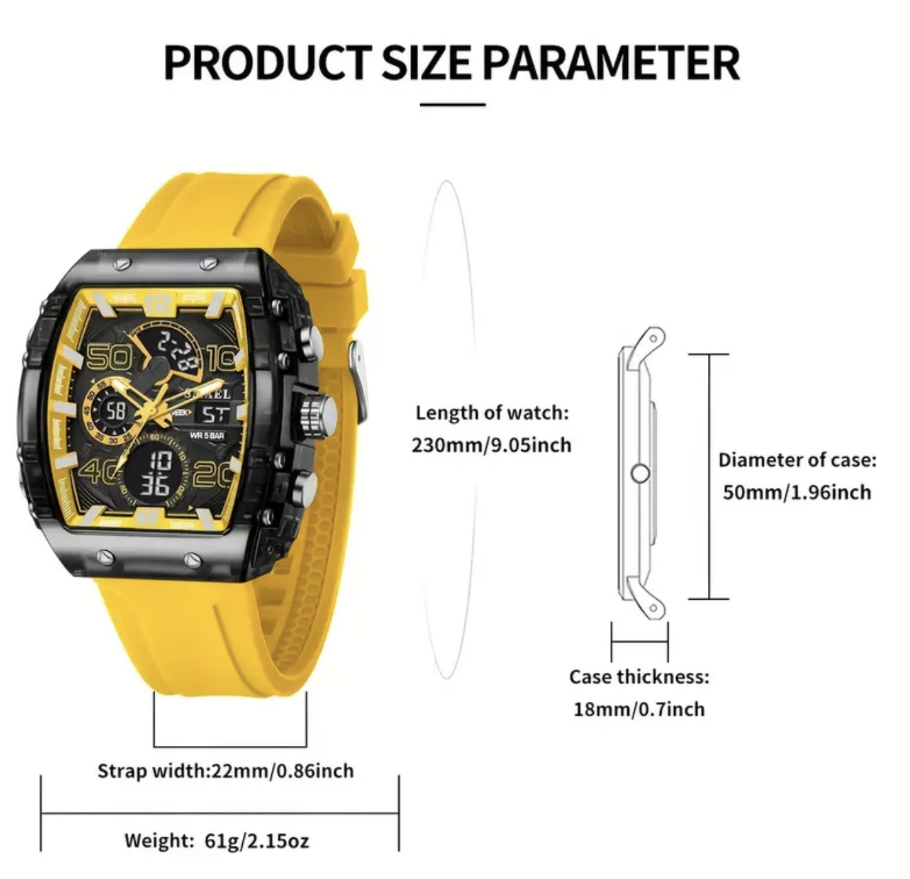 ساعت دیجیتال فانکی – مقاوم در برابر آب، نمایش ۲۴ ساعته، کرنومتر، LED - Image 10