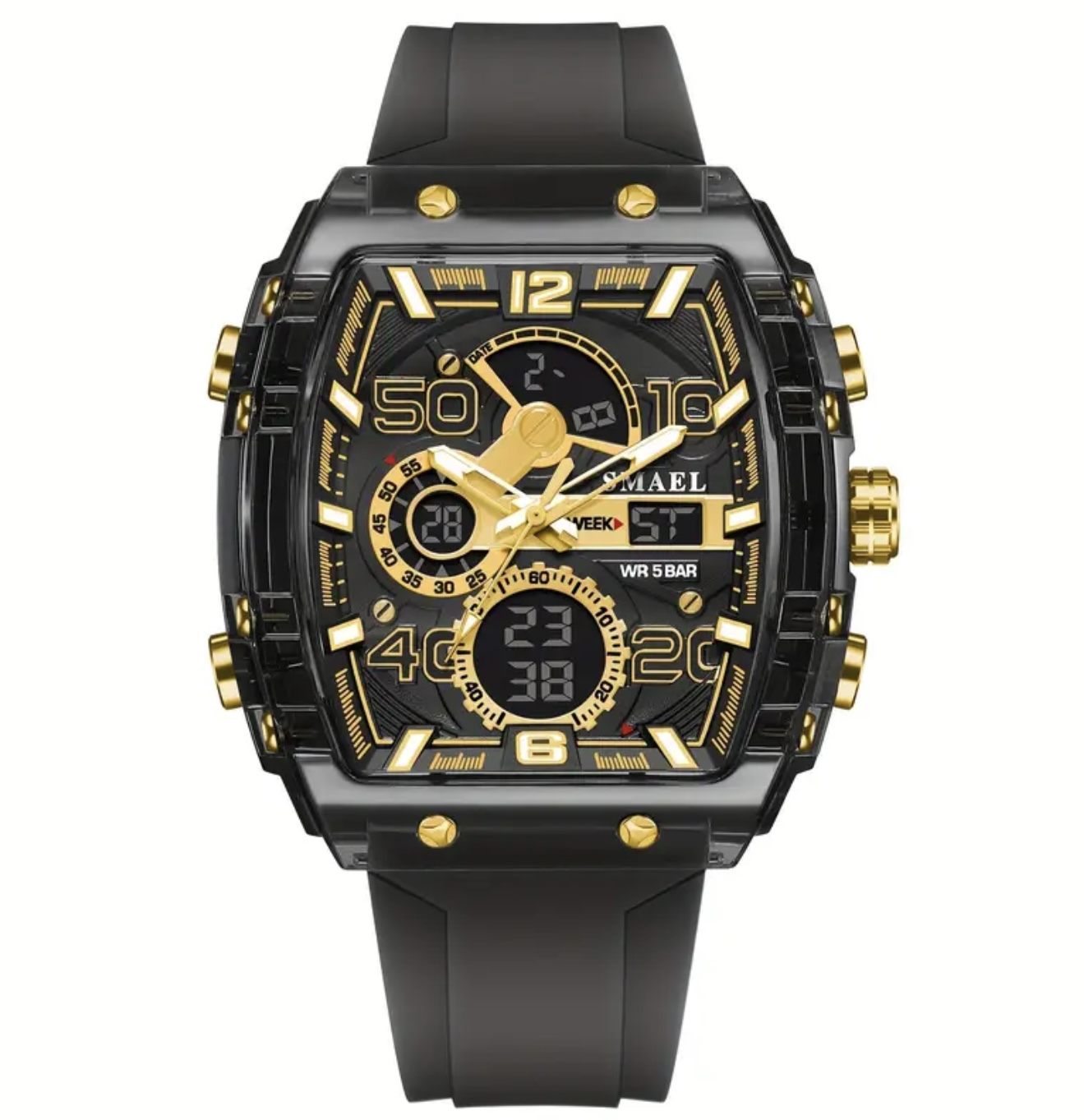 ساعت دیجیتال فانکی – مقاوم در برابر آب، نمایش ۲۴ ساعته، کرنومتر، LED - Image 3