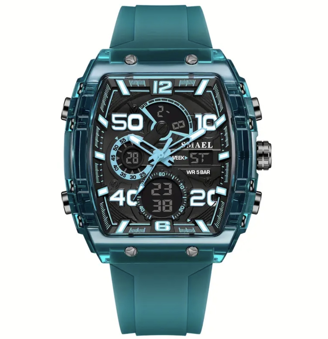 ساعت دیجیتال فانکی – مقاوم در برابر آب، نمایش ۲۴ ساعته، کرنومتر، LED - Image 6