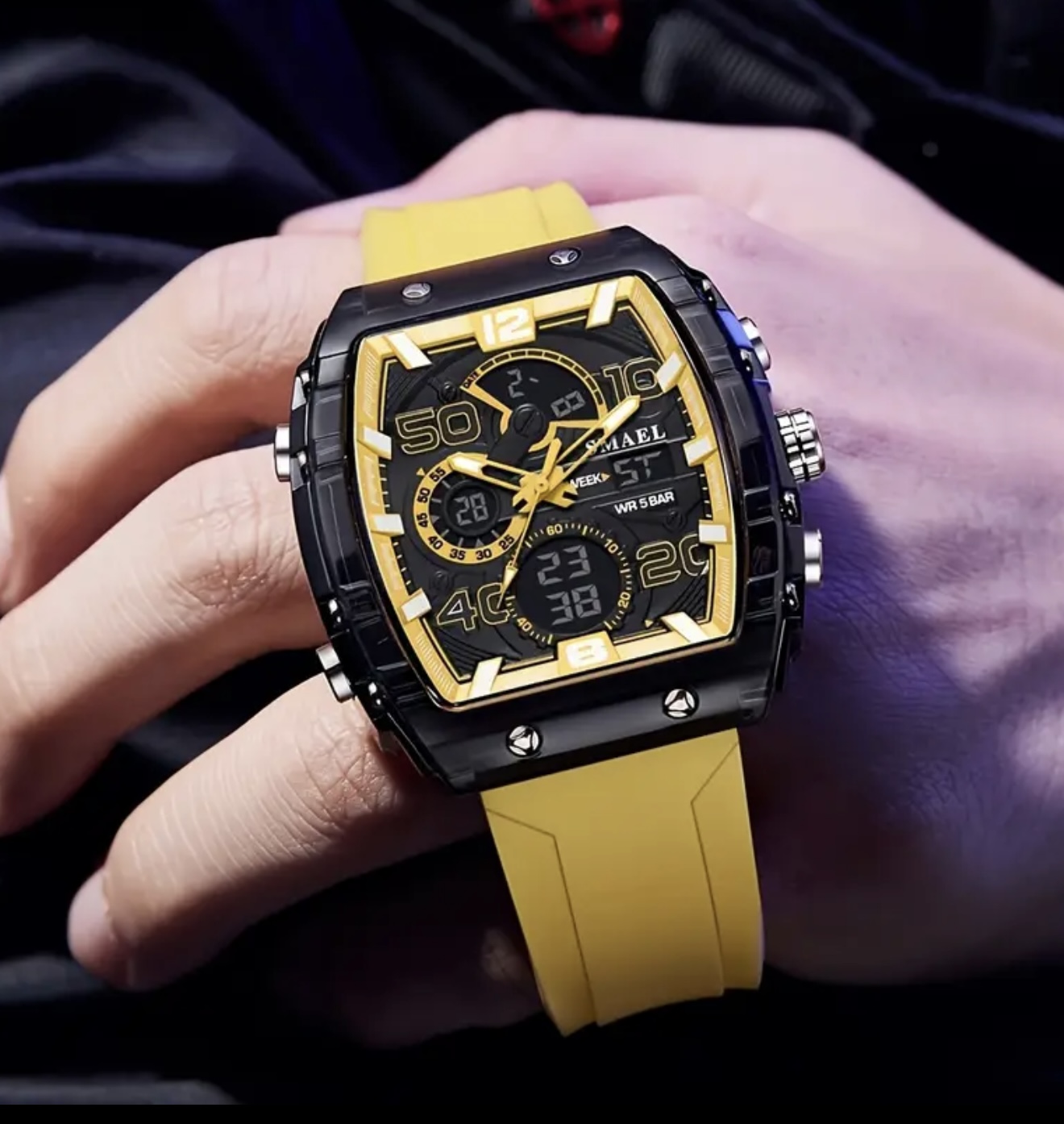 ساعت دیجیتال فانکی – مقاوم در برابر آب، نمایش ۲۴ ساعته، کرنومتر، LED - Image 2