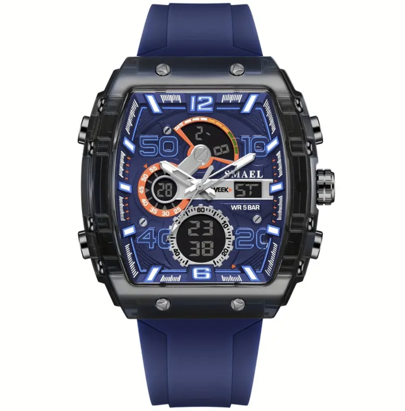 ساعت دیجیتال فانکی – مقاوم در برابر آب، نمایش ۲۴ ساعته، کرنومتر، LED - Image 7