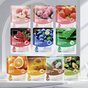 ست ۱۰ عددی ماسک صورت عسل و میوه  ماسک‌های مرطوب‌کننده و مغذی