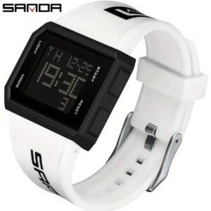 ساعت ورزشی چندکاره مربعی – نمایشگر LCD نورانی،