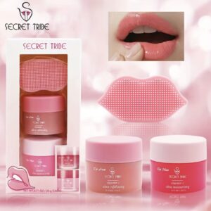 ست سه‌تکه مراقبت لب Secret Tribe  شامل بالم لب + اسکراب لایه‌بردار + براش لب