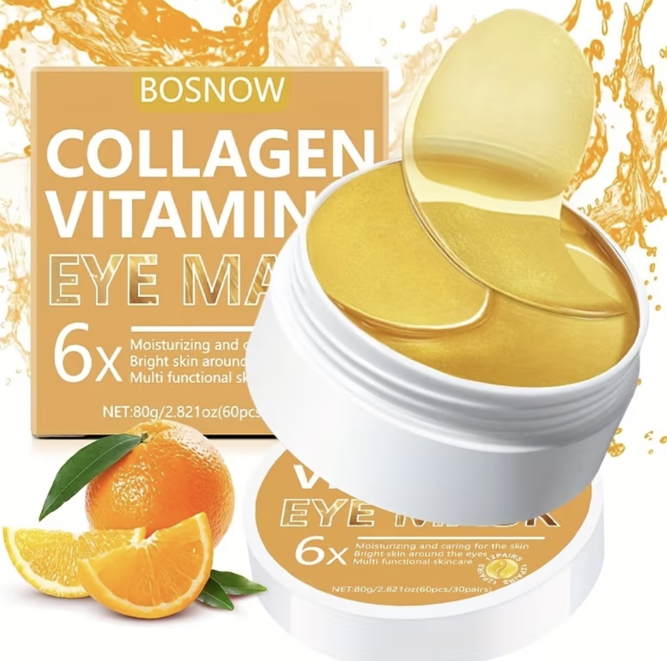 پچ ماسک زیر چشم BOSNOW ویتامین C و کلاژن طلایی – ۶۰ عدد