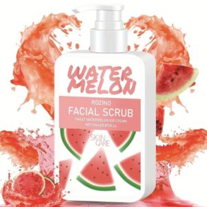 اسکراب صورت هندوانه  پاک‌سازی عمیق منافذ پوست، لایه‌برداری و آبرسانی