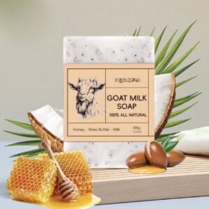 صابون طبیعی دست‌ساز  حاوی شیر بز، روغن شیا، نارگیل و عسل