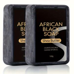 صابون آفریقایی سیاه ۱۰۰ گرمی با روغن شیا  پاک‌کننده مرطوب‌کننده برای پوست شفاف