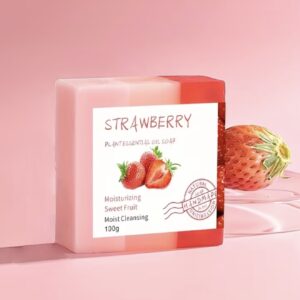 صابون دست‌ساز ۱۰۰ گرمی با عصاره و روغن ضروری توت‌فرنگی