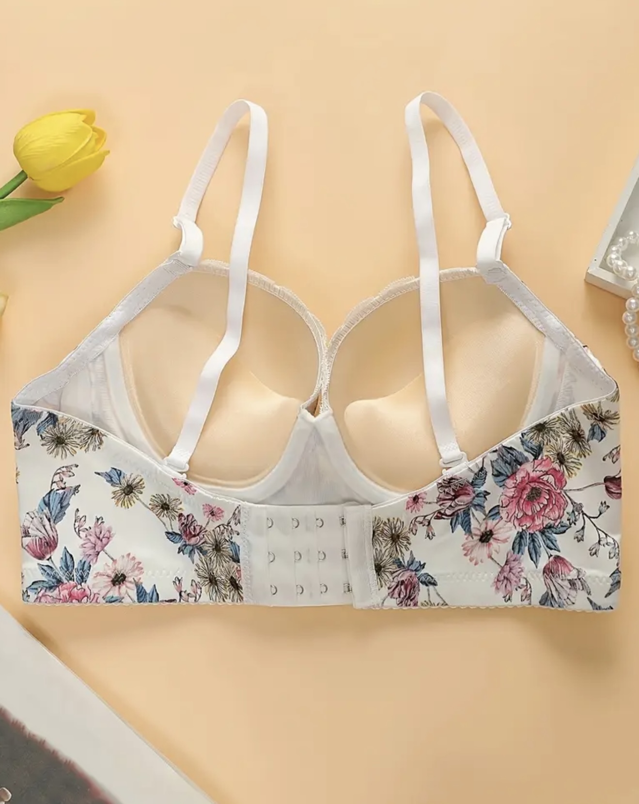 سوتین زنانه شیک پوش آپ با طرح گل - Image 5