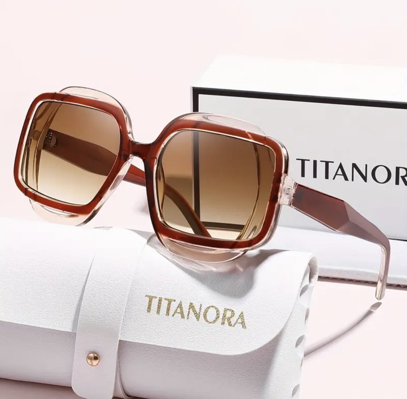 عینک با الهام از سبک وینتیج، دارای لولاهای فلزی و فریم قرمز، با طراحی هنری و لنزهای PC - Image 3