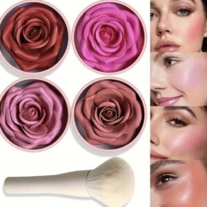 ست ۲ عددی – رژگونه Red Rose و برس  بزرگ سفید شیری برای آرایش