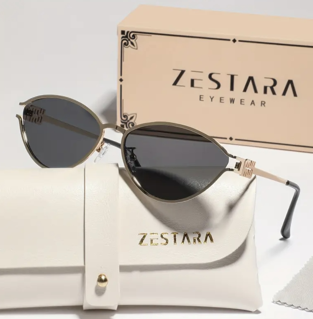 عینک فشن فلزی چشمگربهای بیضی با طراحی توخالی - Image 4