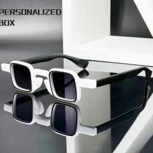 عینک فشن مربعی یونیسکس OUTU – فریم سفید با لنزهای تیره،