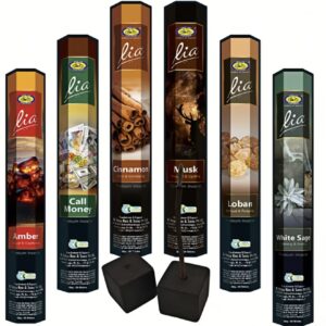 ست ۱۲۰ عدد عود دست‌ساز، رایحه‌های عنبر، مریم‌گلی سفید، کندر، مشک، عود ثروت، دارچین