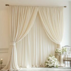 ست ۲ عددی پرده کشی پلی‌استر به رنگ عاجی شیک