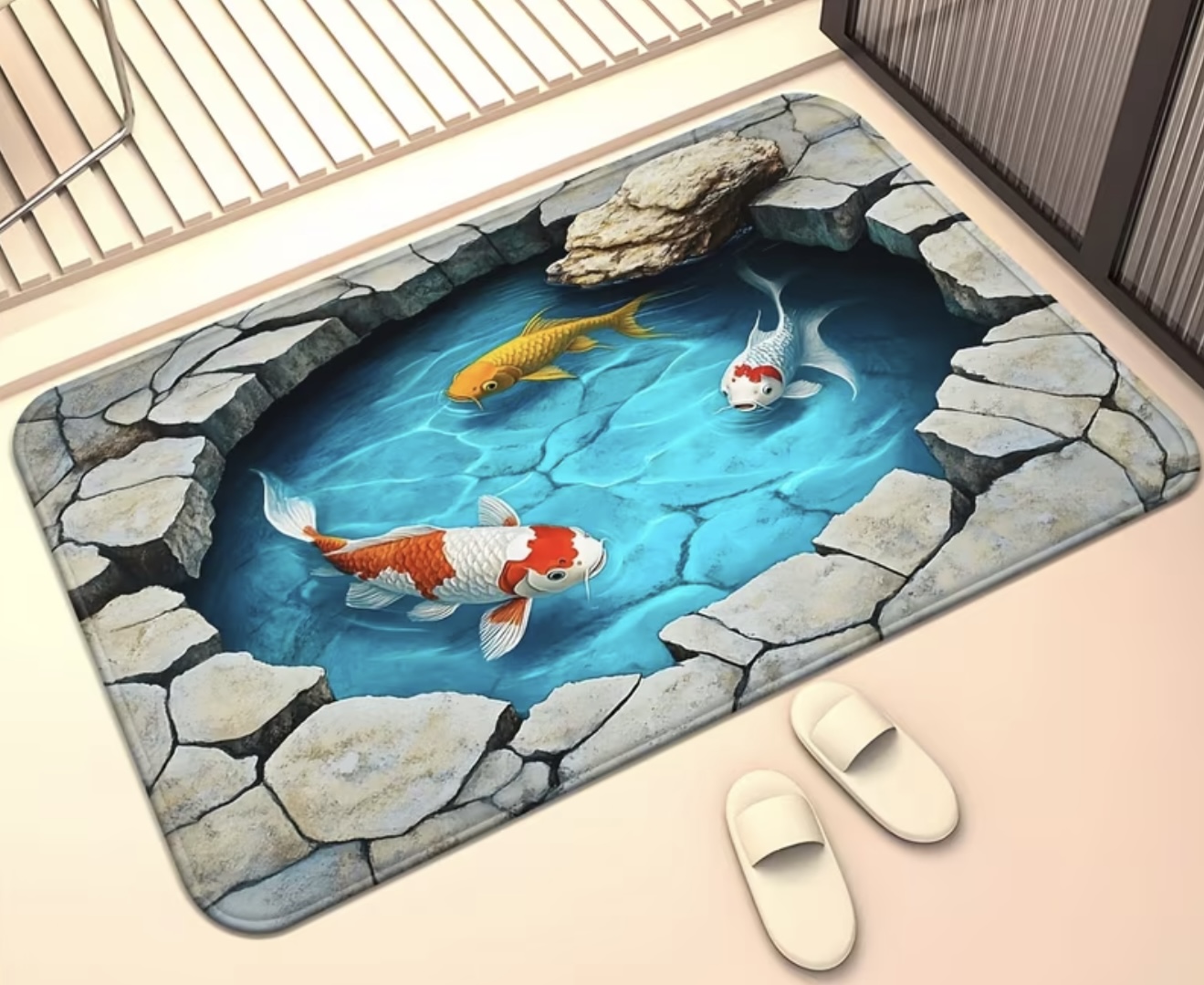 فرش ۲بعدی با طرح ماهی کوی