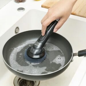 برس چندکاره خانگی با توپ فلزی برای پاک‌سازی عمیق قابلمه، ابزار کاربردی برای شست‌وشوی ظروف