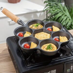 ماهیتابه چدنی ۷ حفره‌ای برای املت، به شکل گلبرگ