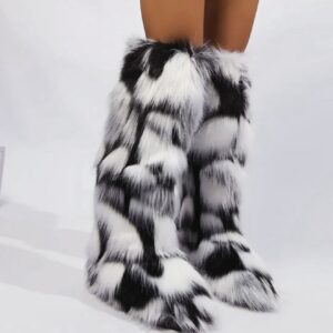 بوت زنانه بلند تا زانو باجنس خزدار