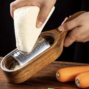 رنده پنیر استیل ضدزنگ با جعبه نگهداری چوب آکاژو