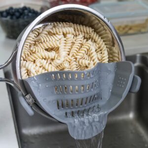 آبکش کلپسی برای قابلمه و تابه، مناسب ماکارونی، گوشت، سبزیجات و میوه‌ها