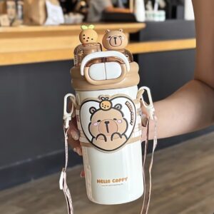 بطری استیل دوجداره طرح کاپی‌بارا، ماگ حرارتی 316 برای نوشیدنی‌های گرم و سرد (چای، آبمیوه، اسموتی)