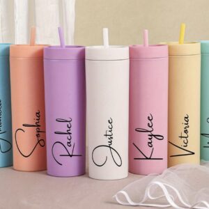 بطری نی دار شخصی‌سازی‌شده با اسم دلخواه شما  با نی و درپوش