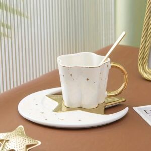 فنجان و نعلبکی قهوه طرح ستاره و ماه